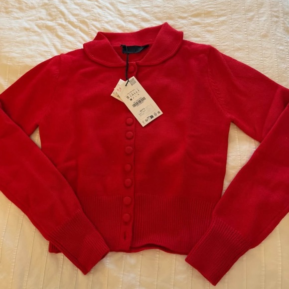 Red Button-Up Cardigan - Picture 3 of 5